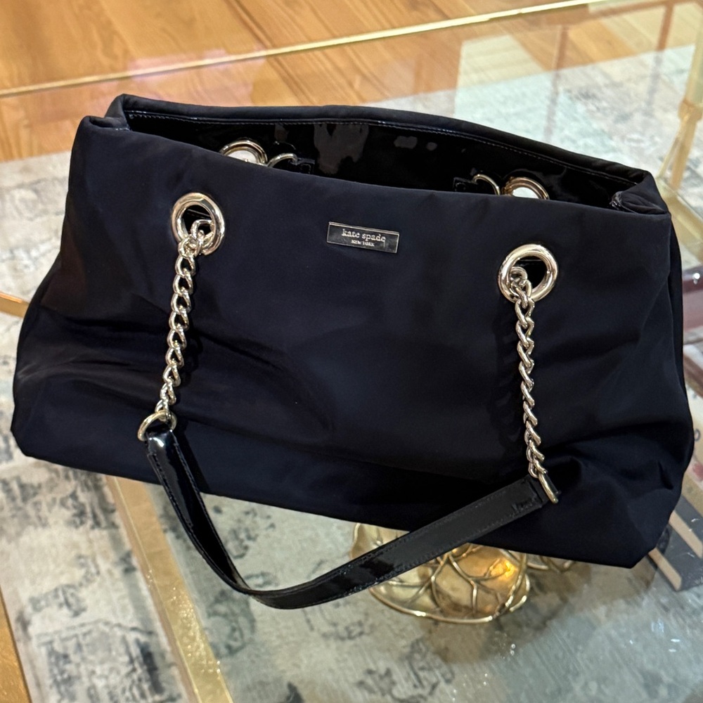 Kate Spade Black Nylon Chain Shoulder Bag
